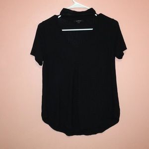 Black V-neck shirt with collar